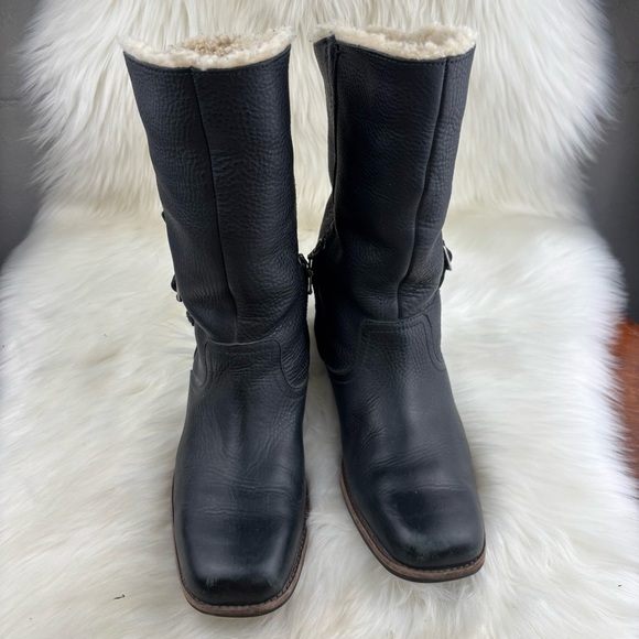 UGG Bellevue Tall Winter Fur Leather Boots  size 9 - Picture 1 of 11